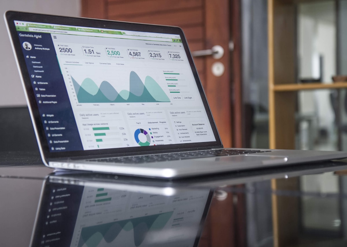 Digital analytics and online business dashboard on desktop screen