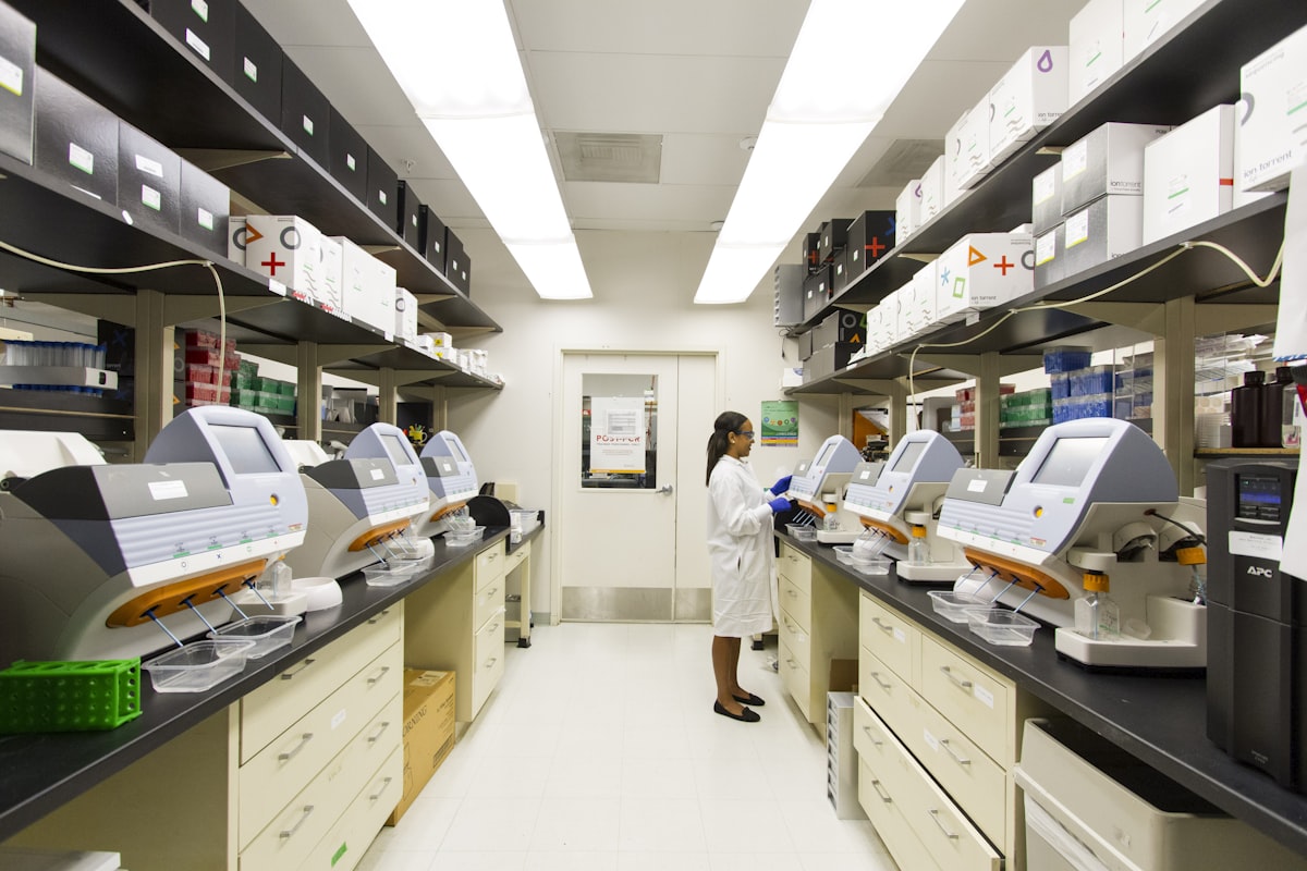 Modern plasma donation center donor station with sterile medical equipment